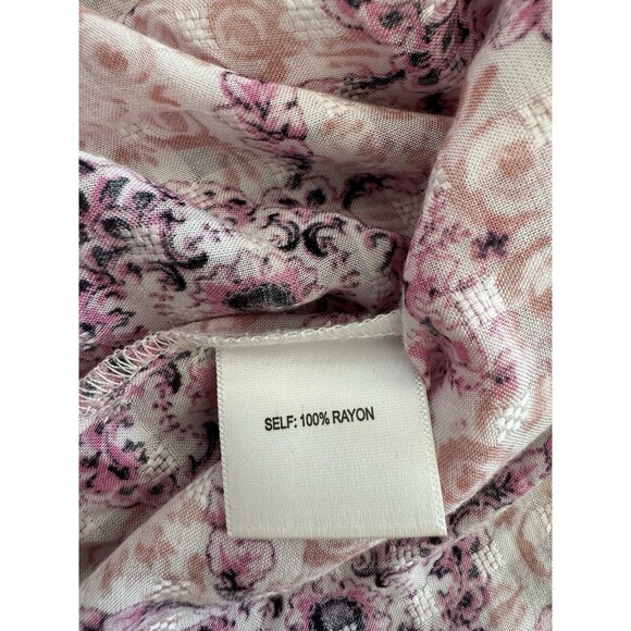 Jane and Delancey Paisley Sz Small Pink Floral Button Front Short Sleeve V Neck - Picture 4 of 6